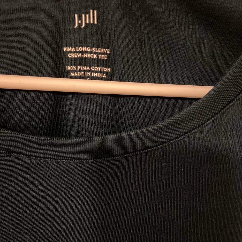 J. Jill Deep Teal Long Sleeve cotton top. Capsule wardrobe everyday wear - Picture 2 of 3